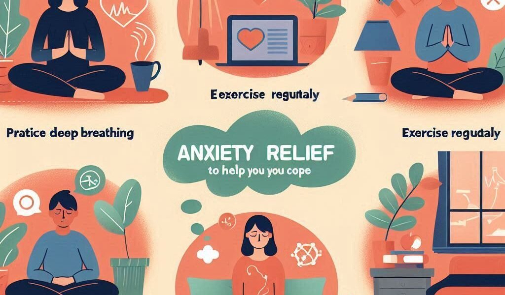 "Create a blog post on 'Anxiety Relief: 6 Strategies to Help You Cope'. The post should be 1000 words long and provide practical, accessible strategies to manage anxiety. Focus on these six strategies: 1) Practice deep breathing, 2) Exercise regularly, 3) Establish a relaxing routine, 4) Challenge negative thoughts, 5) Engage in mindfulness and meditation, and 6) Seek professional support. Each strategy should include clear steps for implementation and an explanation of how it helps reduce anxiety. The tone should be supportive and informative, with a focus on providing helpful tips that readers can easily apply in their daily lives. Ensure the blog is SEO-friendly with relevant keywords such as 'anxiety relief', 'coping with anxiety', and 'mental health'." This prompt should guide you in creating a comprehensive and SEO-optimized blog post.